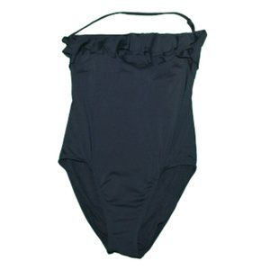 Tommy Hilfiger One Piece Black Ruffle Swimsuit L
